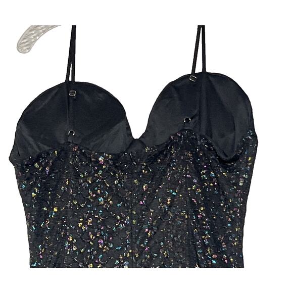 Faeriesty Tiered Lace Tulle Gown XL Black Rainbow Sparkle Fairy Whimsy Goth Prom - Picture 4 of 15